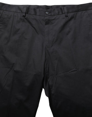 Black Cotton Tapered Leg Dress Trouser Pants