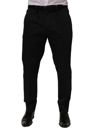 Pantalones de vestir de algodón negro con pierna cónica