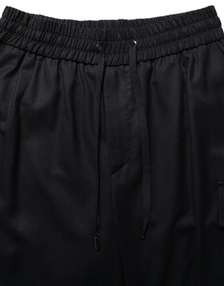 Black Mid Waist Cargo Jogger Sweatpants Pants