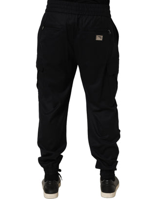 Black Mid Waist Cargo Jogger Sweatpants Pants
