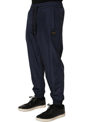 Dark Blue Polyester Jogger Sweatpants Pants