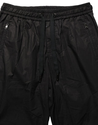 Black Cotton Mid Waist Jogger Sweatpants Pants