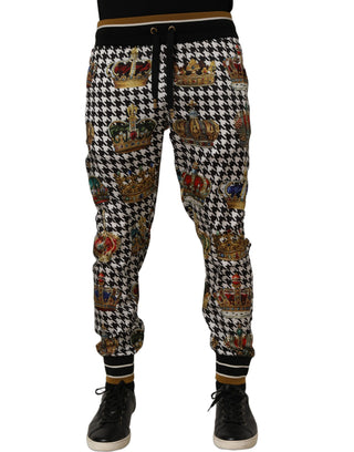 Multicolor Houndstooth Crown Men Sweatpants Pants