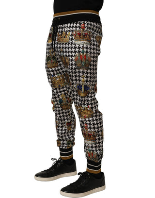 Multicolor Houndstooth Crown Men Sweatpants Pants