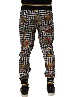 Multicolor Houndstooth Crown Men Sweatpants Pants