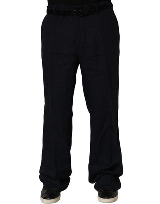 Black Linen Straight Leg Dress Trouser Pants