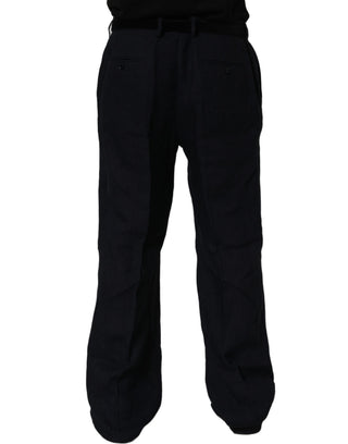 Black Linen Straight Leg Dress Trouser Pants