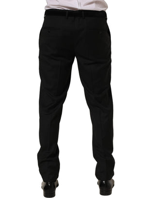Pantalones de vestir de lana negra ajustados de pierna estrecha