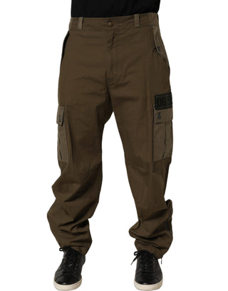 Brown Mid Waist Straight Cargo Trouser Pants