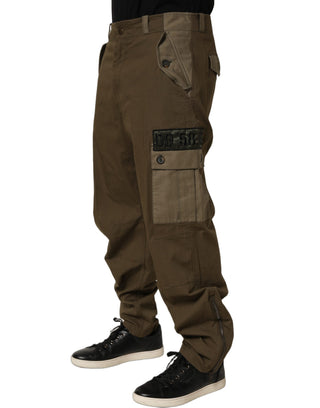 Brown Mid Waist Straight Cargo Trouser Pants