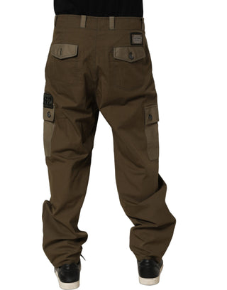 Brown Mid Waist Straight Cargo Trouser Pants