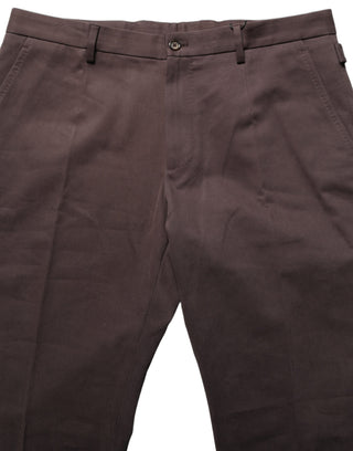 Brown Cotton Skinny Leg Dress Trouser Pants