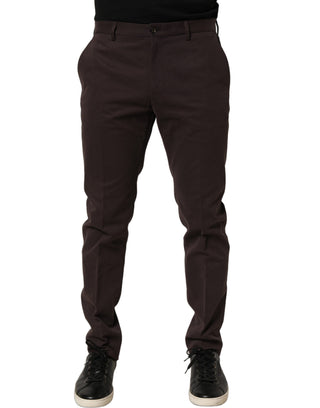 Brown Cotton Skinny Leg Dress Trouser Pants