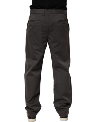 Dark Gray Cotton Straight Chino Trouser Pants