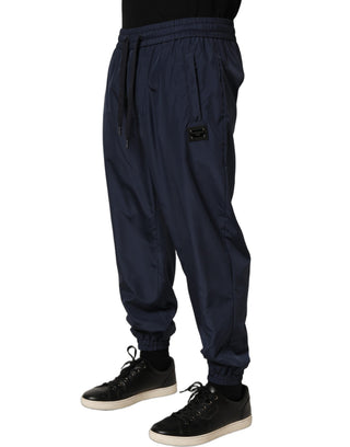 Pantalones jogger de sudadera de poliéster azul oscuro