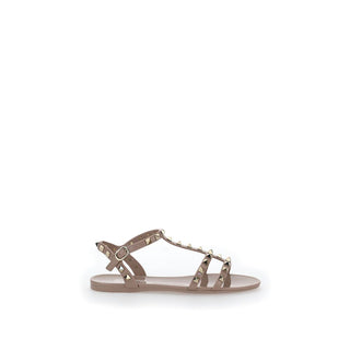 Beige Rubber Flat Sandals