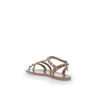 Beige Rubber Flat Sandals