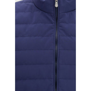 Blaue ärmellose Polyesterjacke