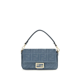 Bolso de hombro azul de rafia