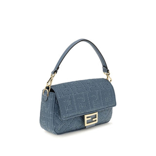 Bolso de hombro azul de rafia