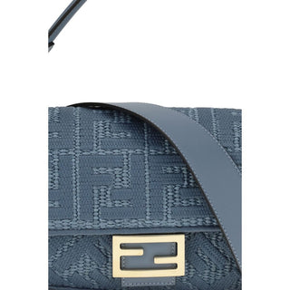 Bolso de hombro azul de rafia