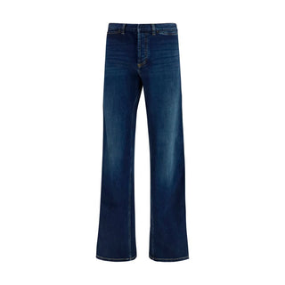 Jeans acampanados azules de algodón