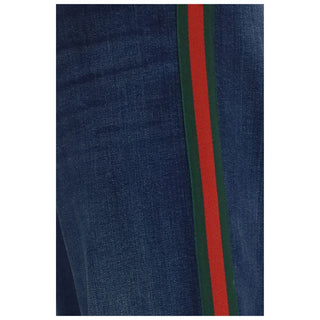 Jeans acampanados azules de algodón