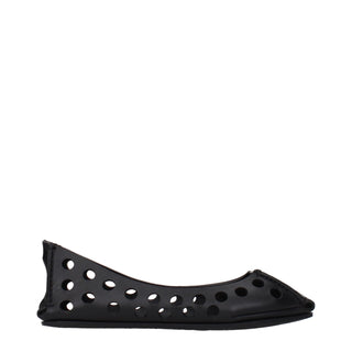 Black Leather Ballet Flats