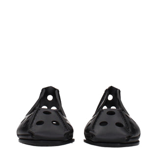 Black Leather Ballet Flats