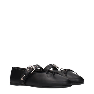 Black Leather Ballet Flats