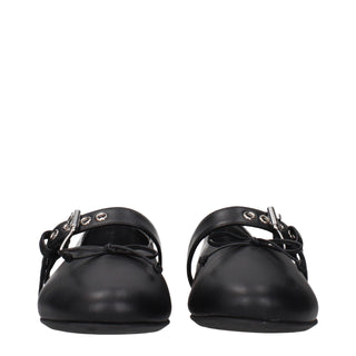 Black Leather Ballet Flats