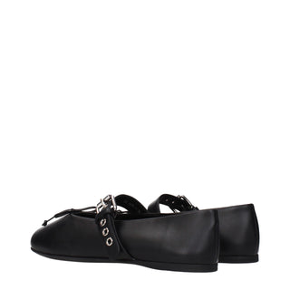Black Leather Ballet Flats