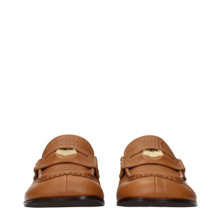 Brown Leather Slip-On Loafers