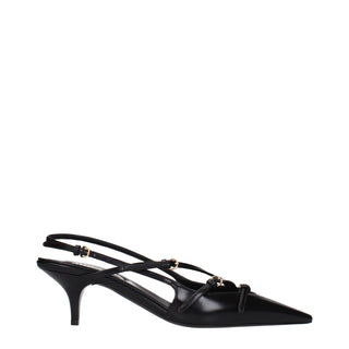 Black Leather High Heel Pumps