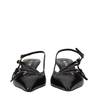 Black Leather High Heel Pumps