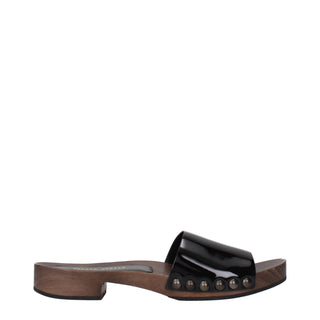 Black Leather Slippers