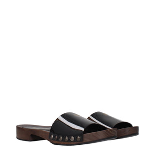Black Leather Slippers
