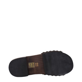 Black Leather Slippers