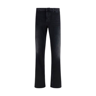 Black Cotton Flared Jeans