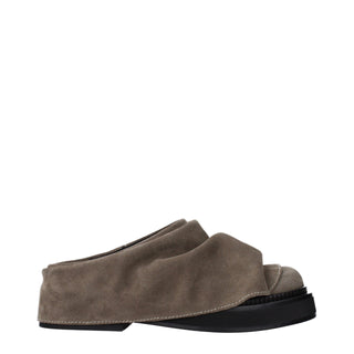 Gray Leather Slippers