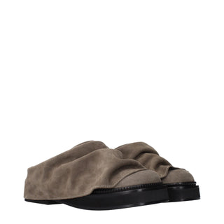 Gray Leather Slippers