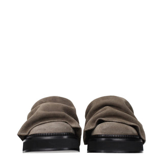 Gray Leather Slippers