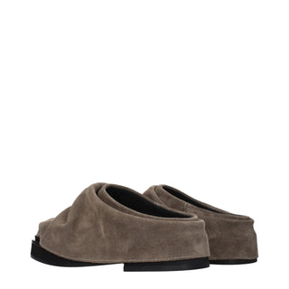 Gray Leather Slippers