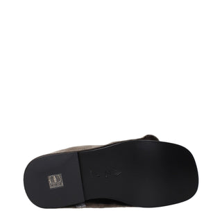 Gray Leather Slippers