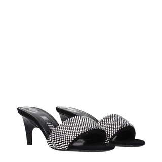 Black Fabric Stiletto Heel Sandals
