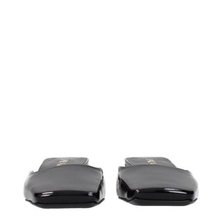 Black Leather Flat Sandals
