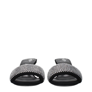 Black Fabric Stiletto Heel Sandals