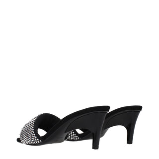 Black Fabric Stiletto Heel Sandals