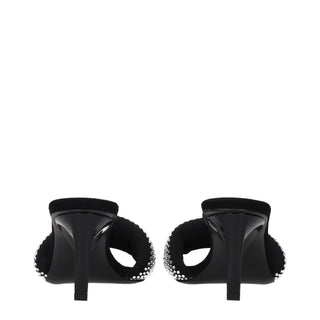 Black Fabric Stiletto Heel Sandals