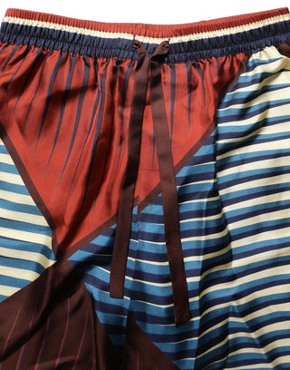Multicolor Geometric Silk Men Bermuda Shorts